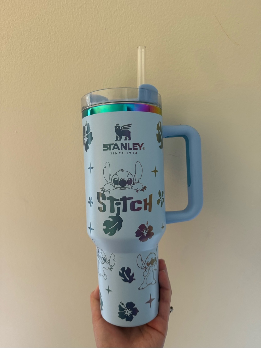 Stanley Light Blue Stitch Insulated Tumbler with Handle